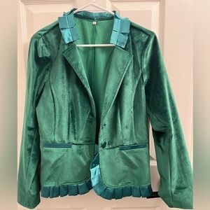 Green Velvet/Satin Women's Jacket